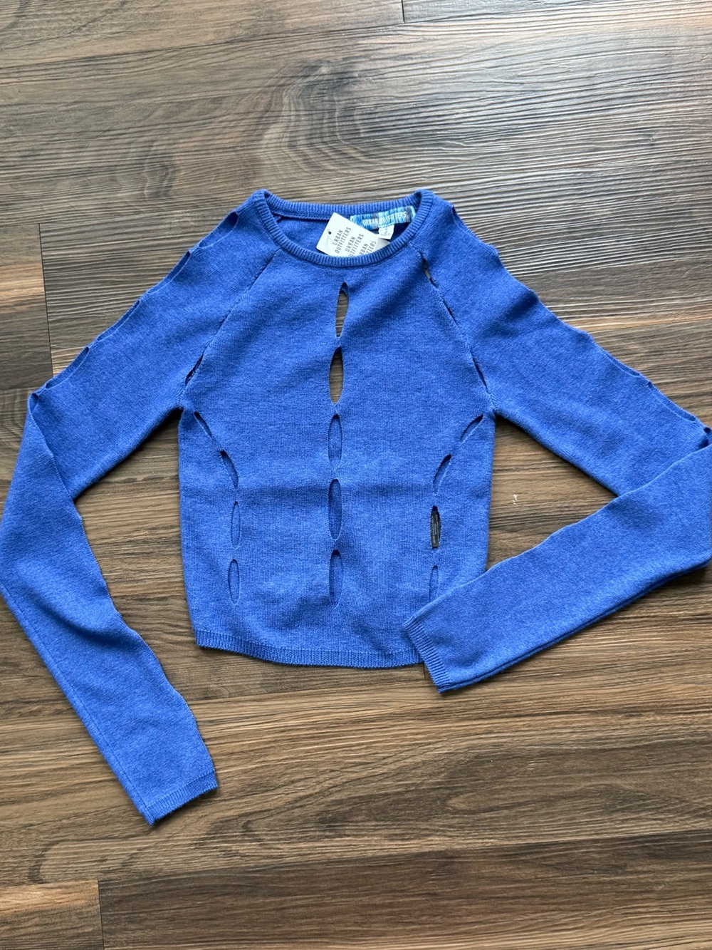 Urban Outfitters Royal Blue Cutout Long-Sleeve Knit Top
